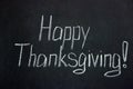 The inscription on the dark board `Happy Thanksgiving Day! `. Holiday in the USA