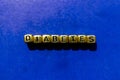 Inscription diabetes, close up, blue background, medical concept, diabetes concept