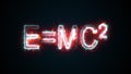 Inscription E mc2, computer generated. 3d rendering of Albert Einsteins physical formula. Scientific graphic background Royalty Free Stock Photo