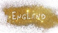 Inscription England on golden glitter sparkle on white background Royalty Free Stock Photo