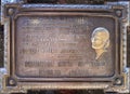 Detail on tomb of Evita Peron with full name Maria Eva Duarte de Peron on Cemetery La Recoleta, Buenos Aires, Argentina