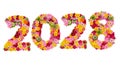 Inscription 2028 from fresh flowers