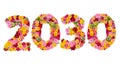 Inscription 2030 from fresh flowers