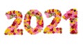 Inscription 2021 from fresh flowers