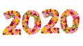 Inscription 2020 from fresh flowers