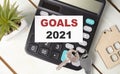 inscription 2021 goal. The concept of achieving business goals. Execution of a business plan. Purposefulness.