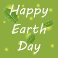 The inscription Happy Earth Day on a blurry green-yellow background. Vector for banners, websites, greeting cards