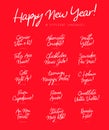 Inscription Happy New Year in different languages Royalty Free Stock Photo