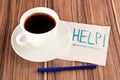 Inscription Help on a napkin Royalty Free Stock Photo