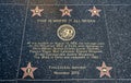 Inscription of Hollywood walk of fame or Time capsule. The first eight stars on the Hollywood Walk of Fame at Hollywood boulevard,