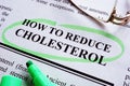 Inscription How to reduce cholesterol is underlined. Royalty Free Stock Photo