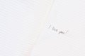 Inscription i love you written on lined notepad