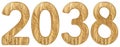 Inscription 2038, on white background, 3d render Royalty Free Stock Photo