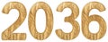 Inscription 2036, on white background, 3d render Royalty Free Stock Photo