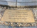 Inscription near Alice in Wonderland sculpture in Central park, New York City Royalty Free Stock Photo