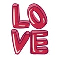 Inscription love. Decorative objects for Mother s Day, Valentine s Day, Women s Day and valentines. Cartoon style, vector