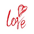 Inscription. Love and heart. A red logo.