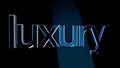 Inscription Luxury. Animation. Luxury volumetric lettering with glossy surface reflects light shine on dark isolated