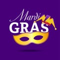 inscription Mardi Gras with picture of mask