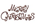 Inscription Merry Christmas made of chocolate elegant font with swirls, isolated on white background Royalty Free Stock Photo