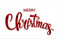 Inscription merry christmas red handwritten lettering inscription holiday phrase, typography banner with brush script, calligraphy Royalty Free Stock Photo