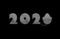 The inscription `2020`. New Year. The inscription with the texture of the concrete on a black background.