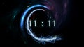 Inscription number 11: 11 on the galaxy background. Numbers are the Universal language offered by the deity to humans