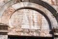 Inscription on the old arched wall of the church San Pedro de los Arcos Church