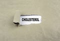 Inscription revealed on old paper - CHOLESTEROL Royalty Free Stock Photo