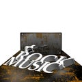 Inscription rock music on rusty metal sheet Royalty Free Stock Photo