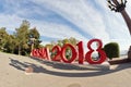 inscription Russia 2018 mounted on the Central promenade of the city which will host the world Cup