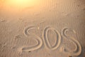 The inscription on the sand beach SOS Royalty Free Stock Photo