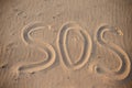 The inscription on the sand beach SOS Royalty Free Stock Photo