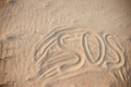 The inscription on the sand beach SOS Royalty Free Stock Photo