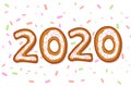 Inscription 2020 in shape of gingerbreads