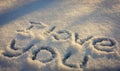 The inscription on the snow I love you