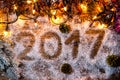 The inscription `2017` in the snow.