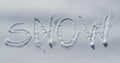 Inscription Snow written on snow