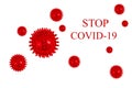 Inscription `STOP COVID-19` on white background.