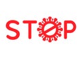 Inscription of stoppage sign with virus inside