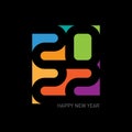 2022 - Inscription In The Style Of Mosaic Stained Glass. Brochure Or Calendar Cover Design Template. Happy New Year, Banner. Cover