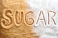Inscription sugar written in sugar grains