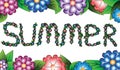 Inscription summer in a floral scope Royalty Free Stock Photo