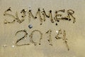 Inscription summer 2014 on sea sand beach