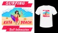 Inscription Surfing Kuta beach print white t-shirt.