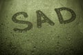 The inscription on the sweaty glass - sad Royalty Free Stock Photo