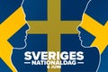 Inscription in Swedish means National Day of Sweden, June 6. Holiday concept. Template for background, banner, card
