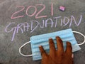 The inscription text on the grey board, 2021 graduation