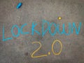 The inscription text on the grey board, Lockdown 2.0 Royalty Free Stock Photo