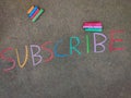 The inscription text on the grey board, SUBSCRIBE. Royalty Free Stock Photo